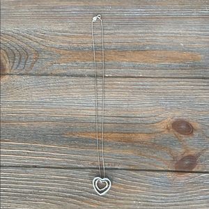 Silver & diamond double heart necklace